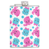 タコ柄、かわいいタコ、海獣 フラスク (正面)