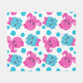 タコ柄、かわいいタコ、海獣 フリースブランケット (正面(横))