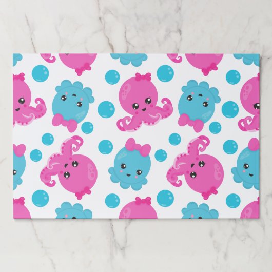 タコ柄、かわいいタコ、海獣 ペーパーパッド (正面)