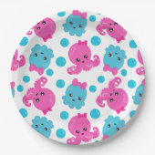 タコ柄、かわいいタコ、海獣 ペーパープレート (正面)