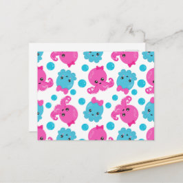 タコ柄、かわいいタコ、海獣 ポストカード