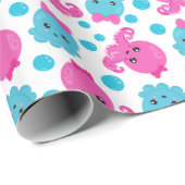 タコ柄、かわいいタコ、海獣 ラッピングペーパー (ロールコーナー)