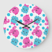タコ柄、かわいいタコ、海獣 ラージ壁時計 (正面)