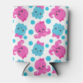 タコ柄、かわいいタコ、海獣 缶クーラー (正面)