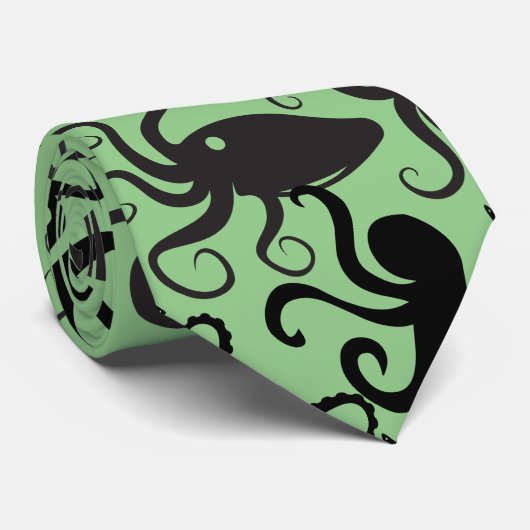 タコ柄w LGreen BG ネクタイ (ロール)