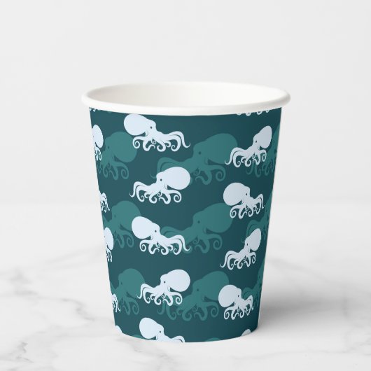 タコ模様の列 紙コップ (裏面)