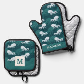 タコ模様の列 鍋つかみ&鍋敷きセット (正面/裏面)