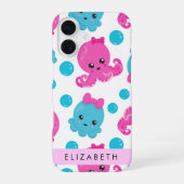 タコ模様 かわいいタコ 海 あなたの名前 iPhone 16ケース (裏面)