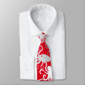 タコ模様.b赤BG ネクタイ (タイ)