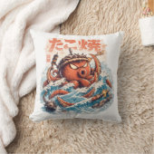 タコ武者怒り - 日本風の海洋アート クッション (ブランケット)