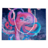 タコ水彩宇宙海ピンク ラージペーパーバッグ (裏面)