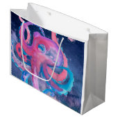 タコ水彩宇宙海ピンク ラージペーパーバッグ (正面アングル)