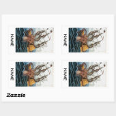 タコ流し船蔵書票シール 長方形シール (シート)