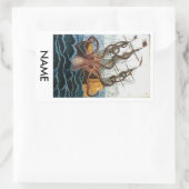 タコ流し船蔵書票シール 長方形シール (バッグ)