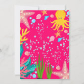 タコ海の動物の水色の誕生日の招待 招待状 (裏面)