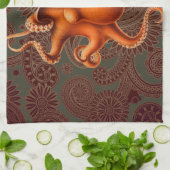 タコ海の怪物の生き物セファラポッドヴィンテージ キッチンタオル (折り畳み)