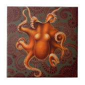 タコ海の怪物の生き物セファラポッドヴィンテージ タイル (正面)