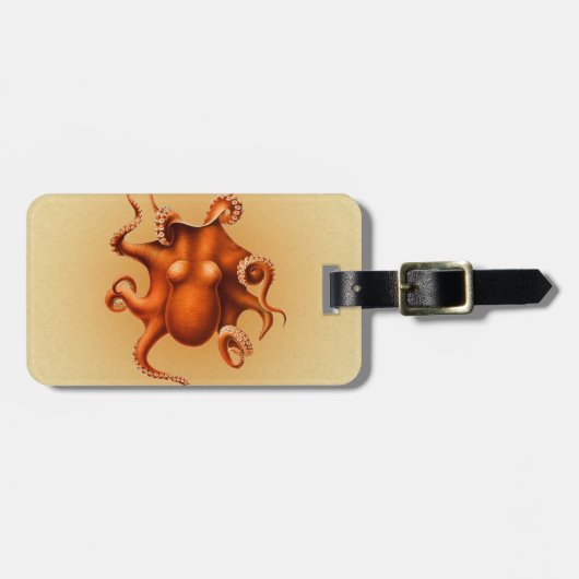 タコ海の怪物の生き物セファラポッドヴィンテージ ラゲッジタグ (正面横)