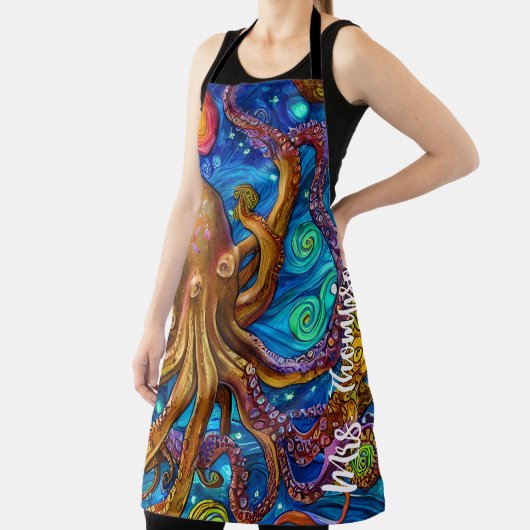 タコ海の海パーソナライズされた名 エプロン (インサイチュ)