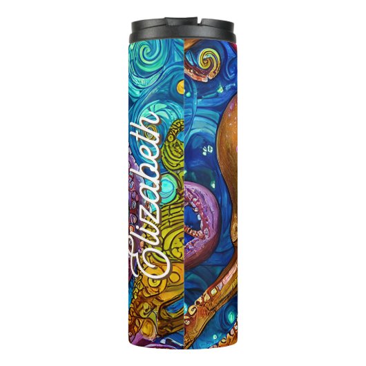 タコ海の海パーソナライズされた名 タンブラー (裏面)