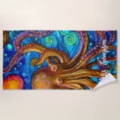 タコ海の海パーソナライズされた名 ビーチタオル (正面)