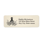 タコ海の生物の動物差出人住所ラベル ラベル (正面)