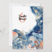 タコ海ネイビーオレンジスプラッシュビーチ結婚式 招待状 (裏面)