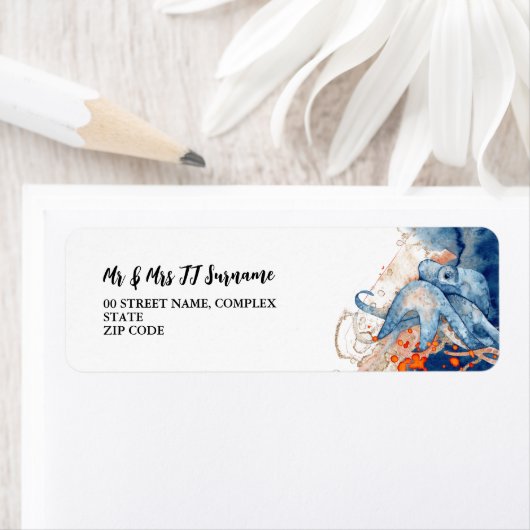 タコ海洋生物オレンジブルー航海の ラベル (インサイチュ)