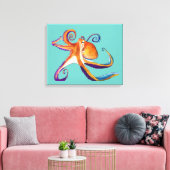 タコ海洋生物水彩画 キャンバスプリント (インサイチュ (リビング))