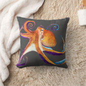 タコ海洋生物水彩画 クッション (ブランケット)