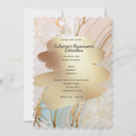 タコ海洋金ゴールドエレガントキンセアニェラパーティー 招待状 (裏面)