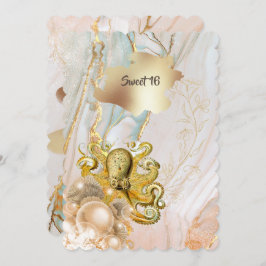 タコ海洋金ゴールドエレガントキンセアニェラパーティー 招待状