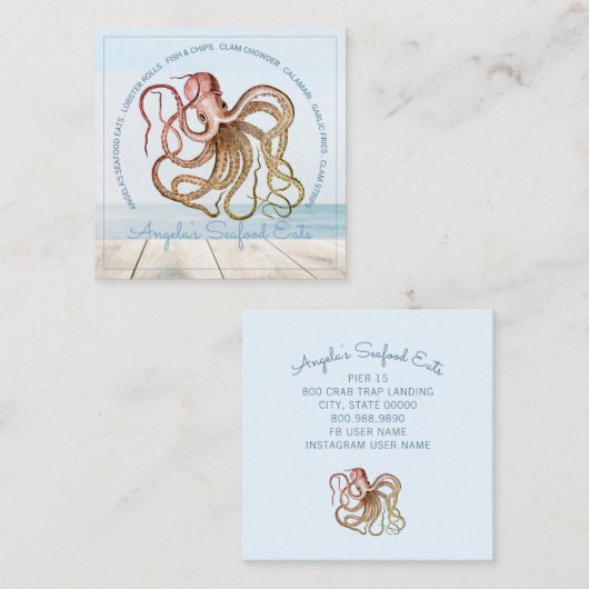 タコ海産食品運搬車 スクエア名刺 (正面/裏面)