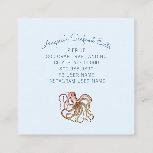 タコ海産食品運搬車 スクエア名刺 (裏面)