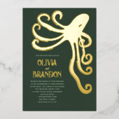 タコ深いシースタイルモダンズ結婚ズ 箔招待状 (正面)