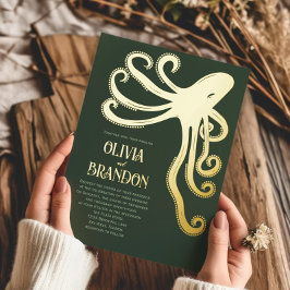 タコ深いシースタイルモダンズ結婚ズ 箔招待状