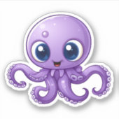 タコ漫画イラストレーション シール (正面)