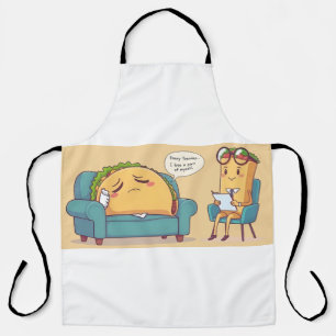 タコ火曜セラピーおもしろい- Cartoon Food Art エプロン