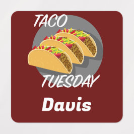 タコ火曜デザイン – スモールスクエア衣料品ラベル ラベル