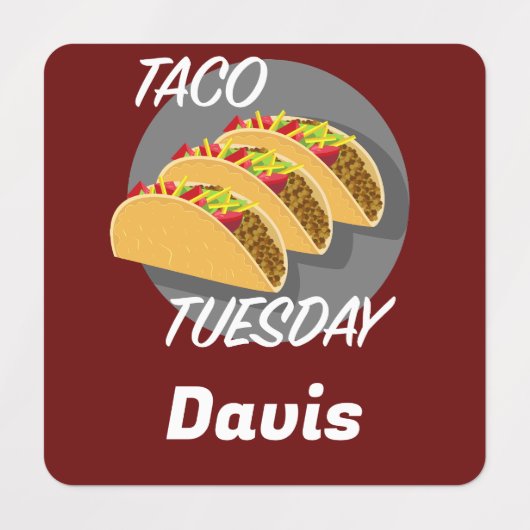 タコ火曜デザイン – スモールスクエア衣料品ラベル ラベル (デザイン1)