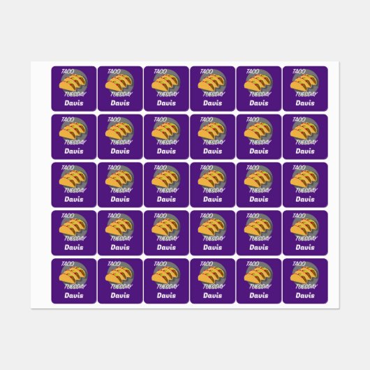 タコ火曜デザイン – スモールスクエア衣料品ラベル ラベル (シート)