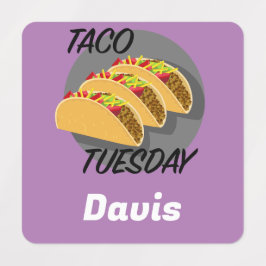 タコ火曜デザイン – スモールスクエア衣料品ラベル ラベル