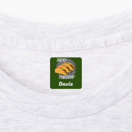 タコ火曜デザイン – スモールスクエア衣料品ラベル ラベル