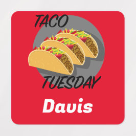 タコ火曜デザイン – スモールスクエア衣料品ラベル ラベル