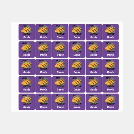 タコ火曜デザイン – スモールスクエア衣料品ラベル ラベル (シート)