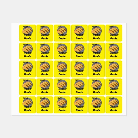 タコ火曜デザイン – スモールスクエア衣料品ラベル ラベル (シート)