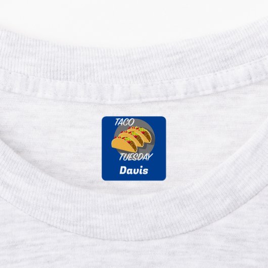 タコ火曜デザイン – スモールスクエア衣料品ラベル ラベル (貼付)