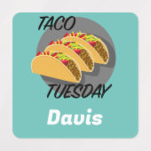 タコ火曜デザイン – スモールスクエア衣料品ラベル ラベル (デザイン1)