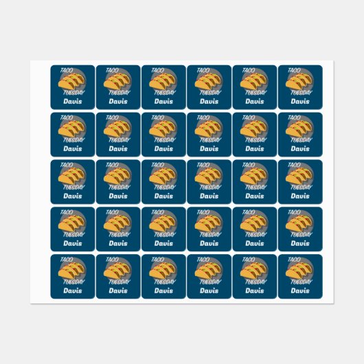 タコ火曜デザイン – スモールスクエア衣料品ラベル ラベル (シート)