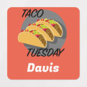 タコ火曜デザイン – スモールスクエア衣料品ラベル ラベル (デザイン2)